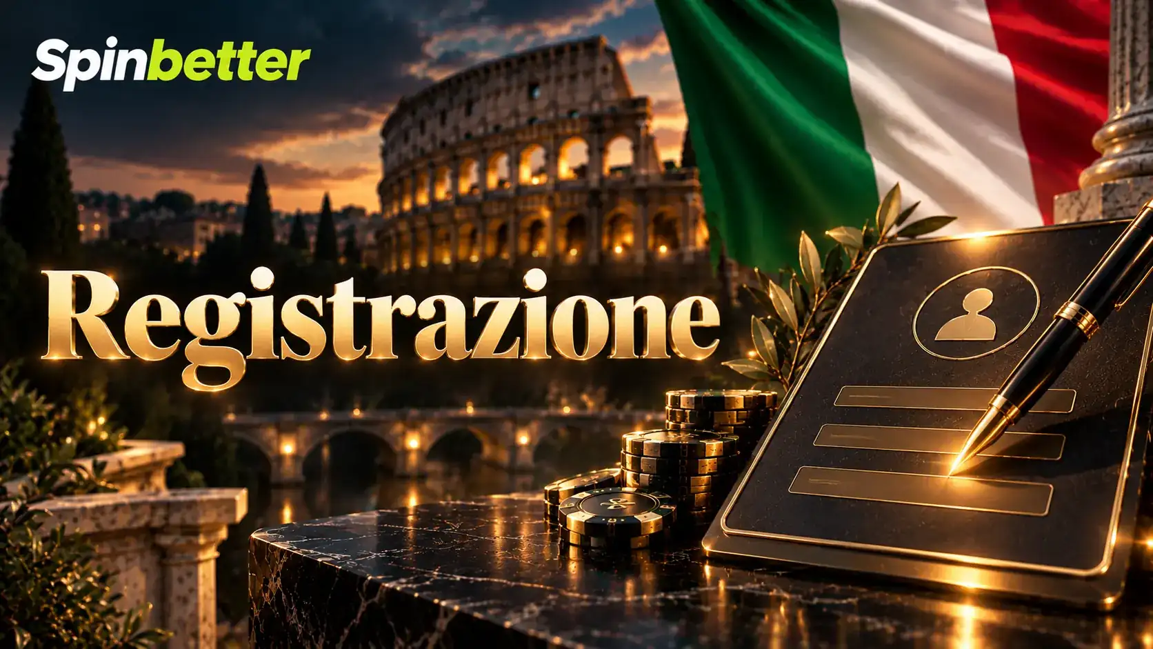 Modulo di apertura conto SpinBetter con la scelta del metodo di registrazione